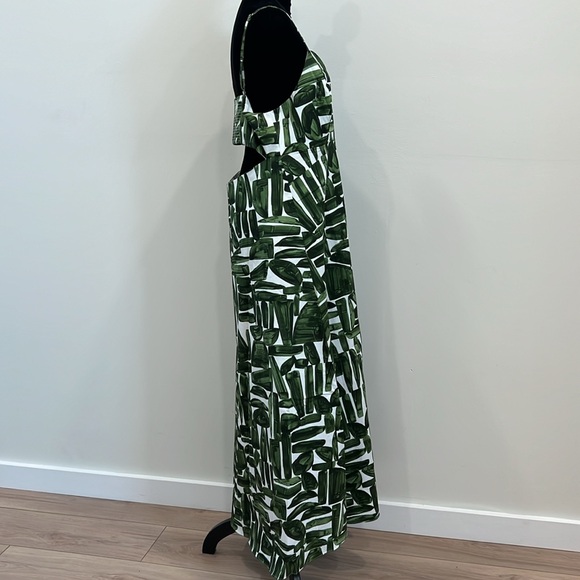 BANANA REPUBLIC POPLIN CUT-OUT MAXI DRESS - Green Print - Picture 5 of 11
